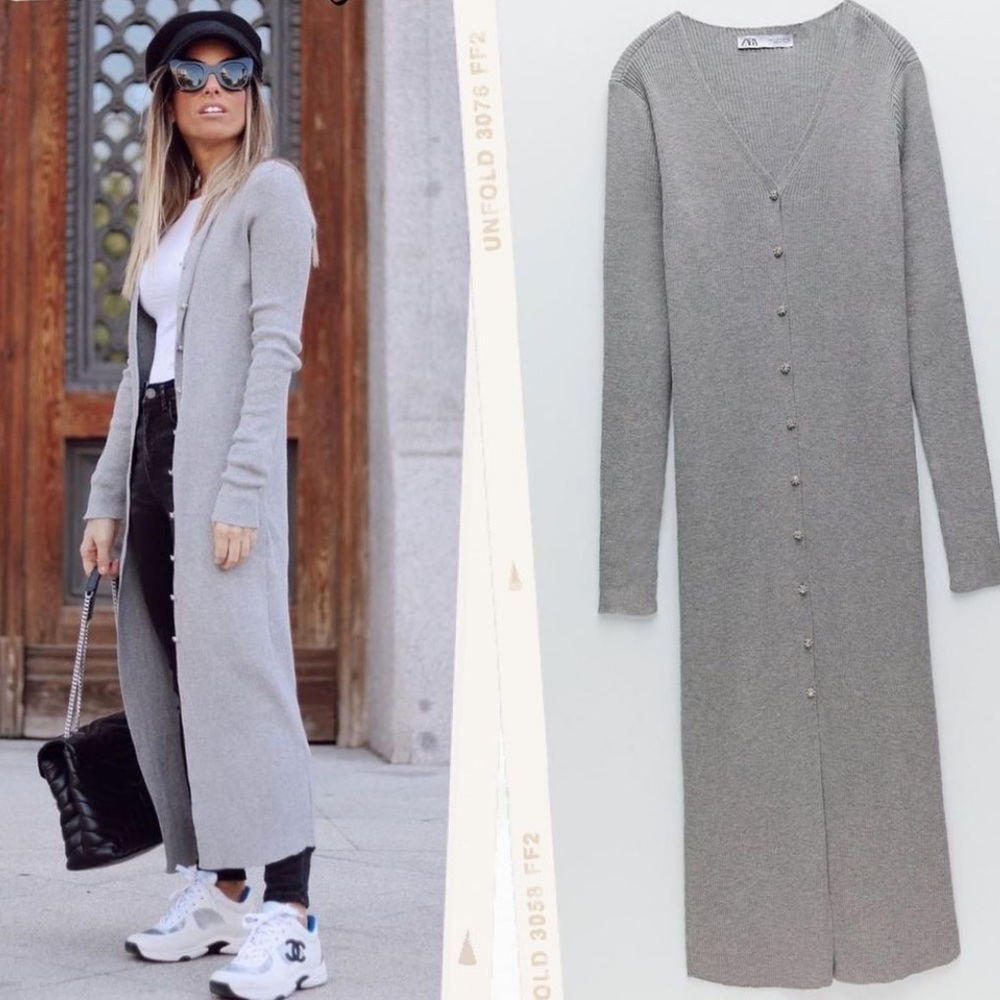 ZARA KNIT RIBBED LOUNGE CARDIGAN AND PANT SET